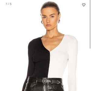 STAUD Black and White Button Down Shirt